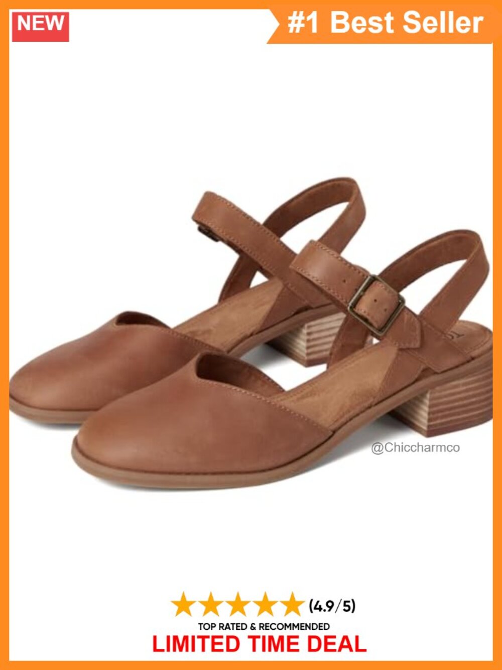 Block Heel Mary Jane Leather Adjustable Strap Comfort Pumps